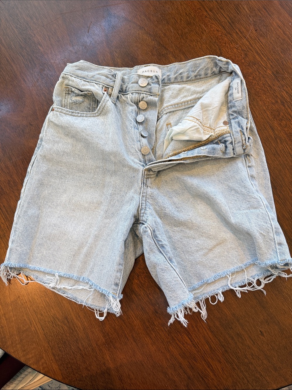 PacSun Light Blue High-Rise Button-Fly Denim Shorts